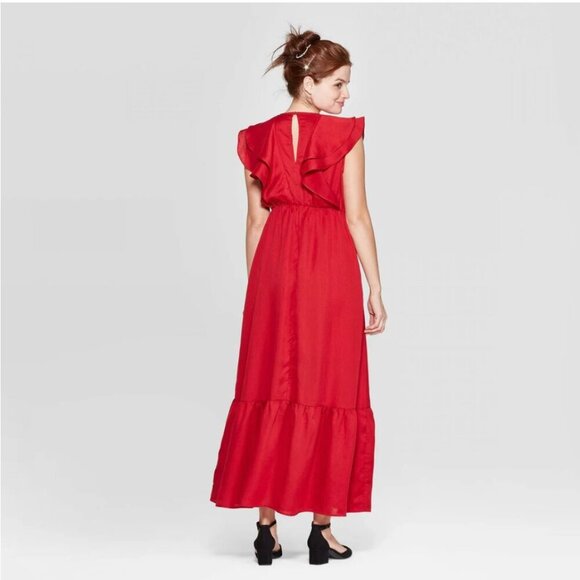 A NEW DAY WOMEN'S SLEEVELESS FLUTTER SLEEVE V-NECK MAXI DRESS Size XS - Picture 7 of 7